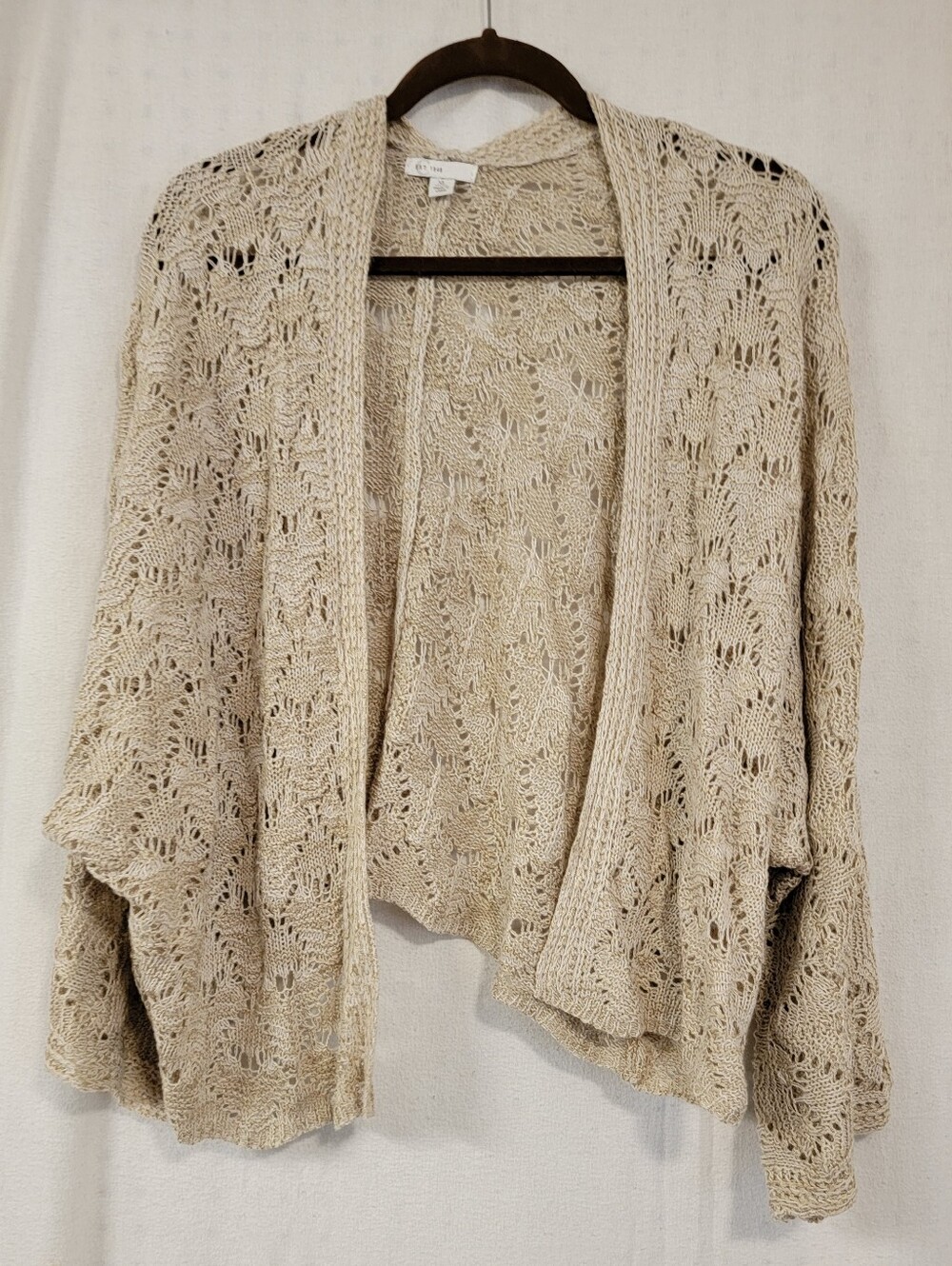 Beige Open Knit Women's Cardigan Sweater - Lightweight Layer